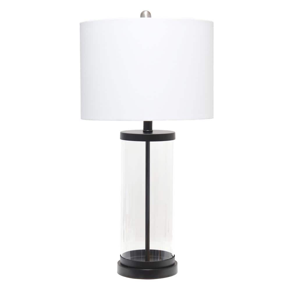 27.5 in. Black Enclosed Glass Table Lamp