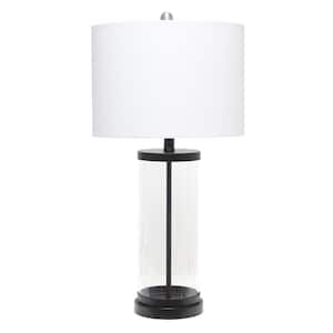 27.5 in. Black Enclosed Glass Table Lamp