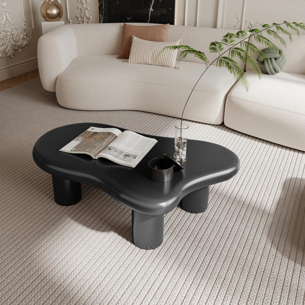 40 in. Black Cloud Specialty Shaped MDF Coffee Table for Living Room