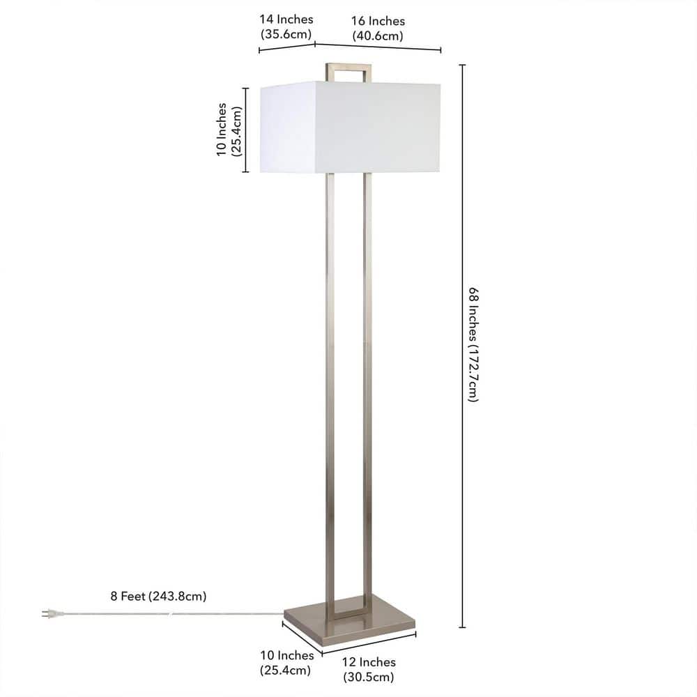 Arc Elegance 68" Tall Brushed Nickel Floor Lamp with White Linen Shade