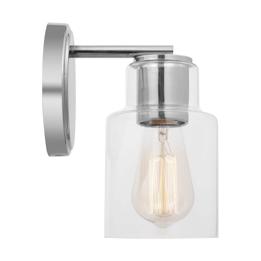 Chrome Wall Sconce with Clear Glass Shade