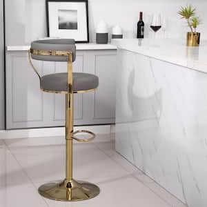42.52 in. Gray Low Back Metal Counter Bar Stool with PU Seat