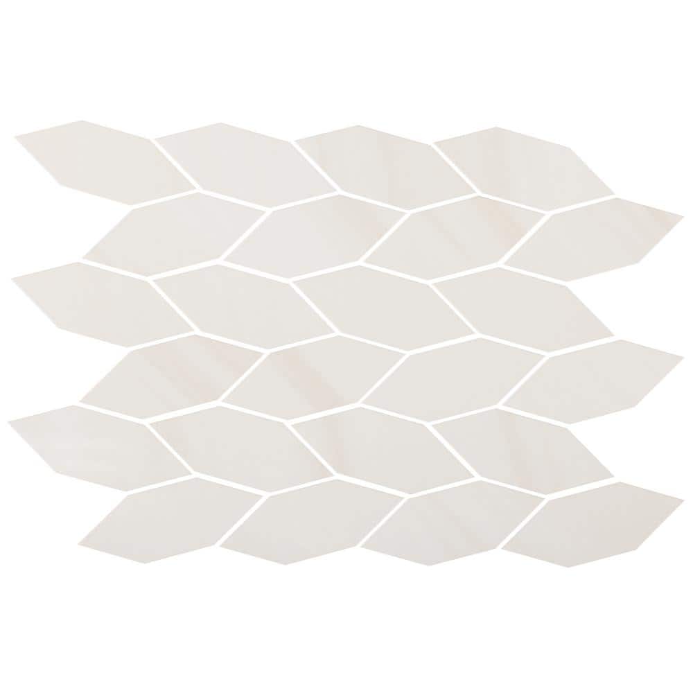 Terius Dolomite Warm White 6 in. x 0.39 in. Polished Marble Look Porcelain Floor and Wall Mosaic Tile Sample price history on PriceWatchPro