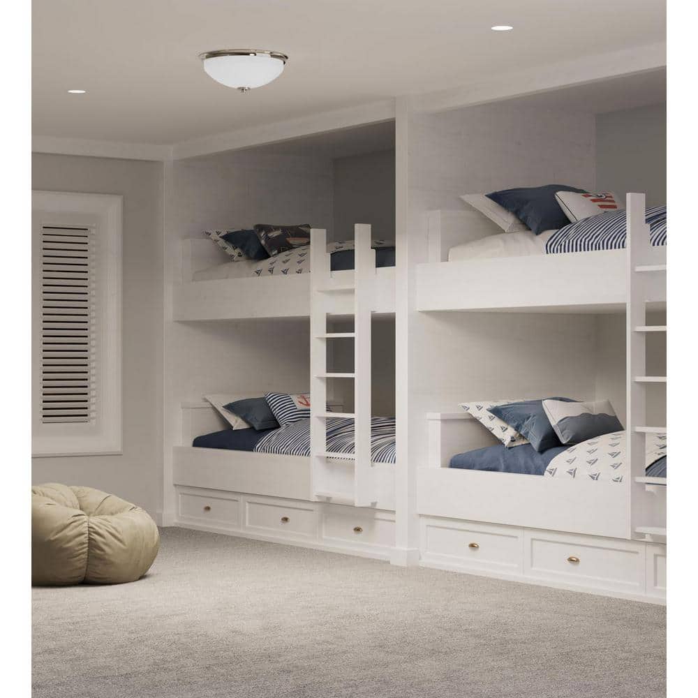 Polished Nickel 14'' Flush Mount Light with White Glass Shade