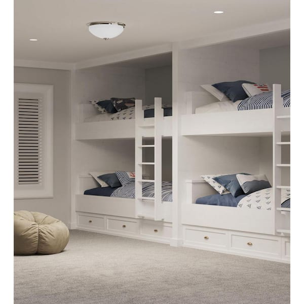 Progress Lighting Replay 2-Light Polished Nickel Flush Mount with Etched White Glass