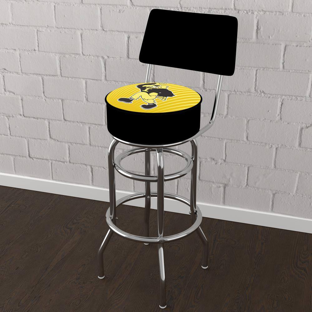 University of Iowa Herky 31 in. Yellow Low Back Metal Bar Stool with