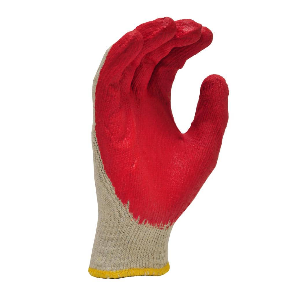 Large Red Latex Dipped Knit Work Gloves, 10 Pairs
