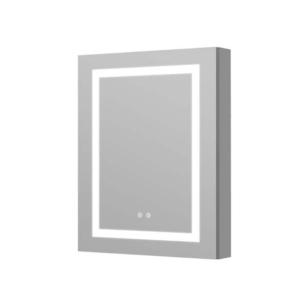 24.1 in. W x 30 in. H Rectangular Aluminum LED Fog Free Medicine Cabinet with Mirror with Outlet, Right Open