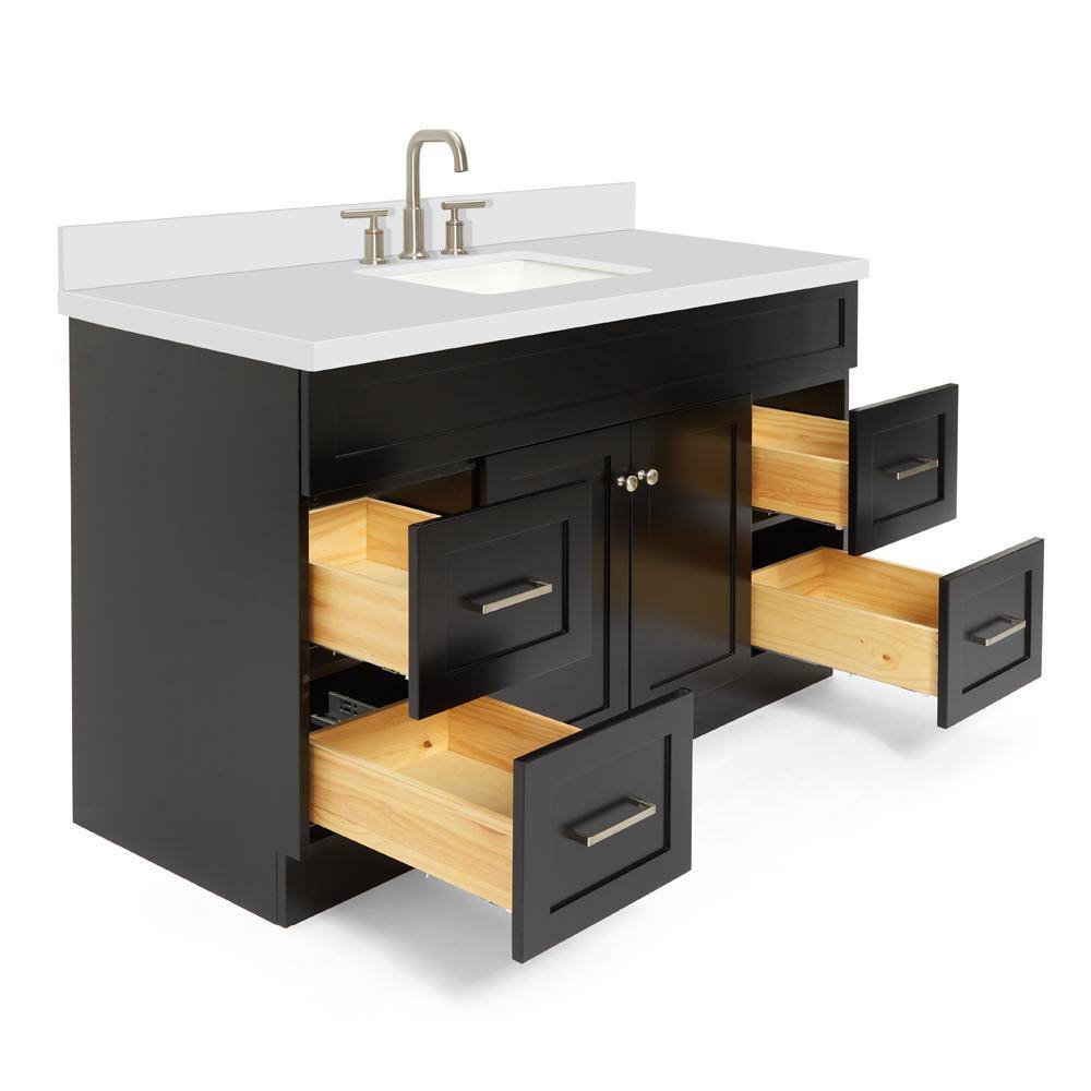 Hamlet 55" Black Vanity with White Quartz Top