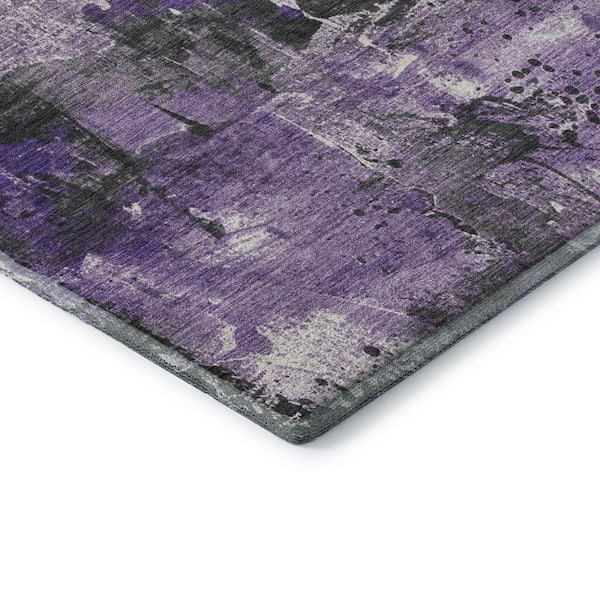Mayfield Premium Machine Washable Abstract AMF1839 Purple 3 ft. x 4 ft. Area Rug