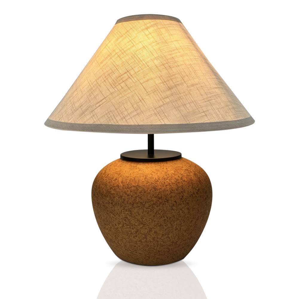 16.3 in. Rustic Brown Textured Ceramic Table Lamp with Beige Linen Shade for Home Decor price history on PriceWatchPro