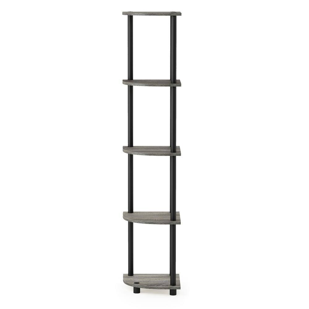 French Oak Grey/Black Heavy Duty 5-Tier Corner Shelf