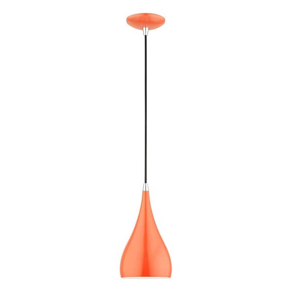 Hansberry 1-Light Shiny Orange Teardrop Mini Pendant