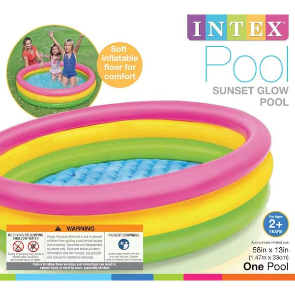 Intex 58 in. Round 13 in. D Sunset Glow Backyard Kiddie Swimming