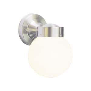 1-Light Brushed Nickel Outdoor Wall Mount Sconce