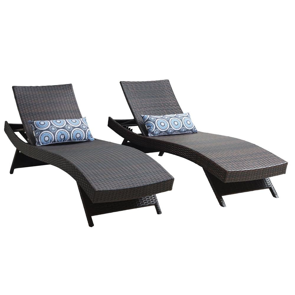 Brown Adjustable Resin Outdoor Patio Chaise Lounger 2-Pk - rated 4.5053 stars from 95 reviews