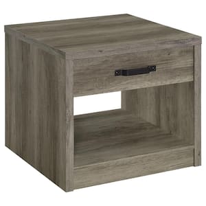 Felix 23.5 in. Gray Driftwood 1-Drawer Square Engineered Wood End Table