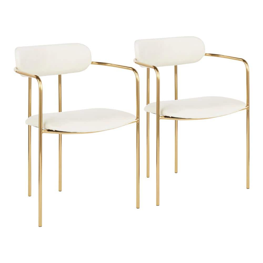 Lumisource Demi Gold and Cream Velvet Dining Chair (Set of 2) CH