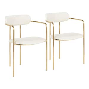 Demi Gold and Cream Velvet Dining Chair (Set of 2)