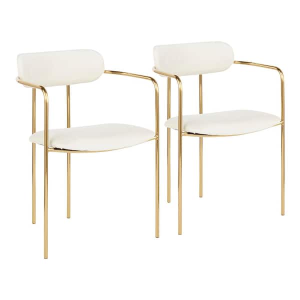 Lumisource Demi Gold and Cream Velvet Dining Chair (Set of 2)