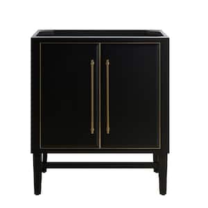 Mason 30 in. Bath Vanity Cabinet Only in Black with Gold Trim