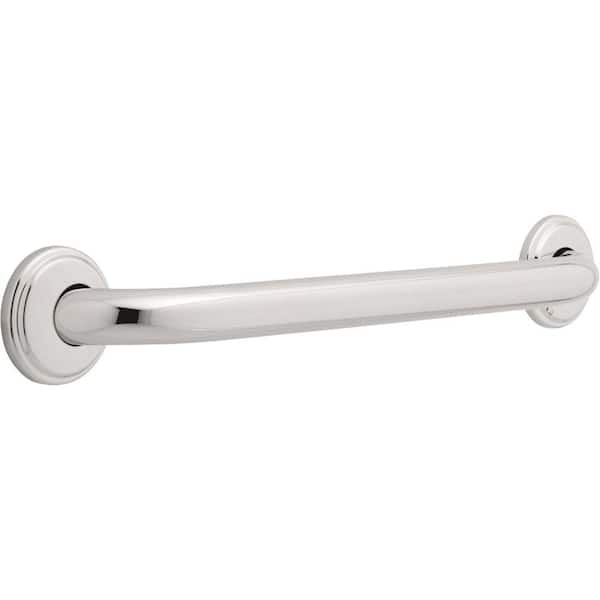 Delta 18 in. x 1-1/4 in. Concealed Mounting Grab Bar with Decorative Flange in Bright Stainless Steel