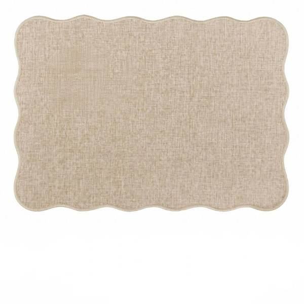 18 in. x 13 in. Linen Beige Polyester Blend Placemats Heat Resistant Non-Slip Table Mats Set of 6