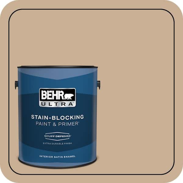 BEHR ULTRA 1 gal. #N260-3 Polo Tan Extra Durable Satin Enamel Interior Paint & Primer