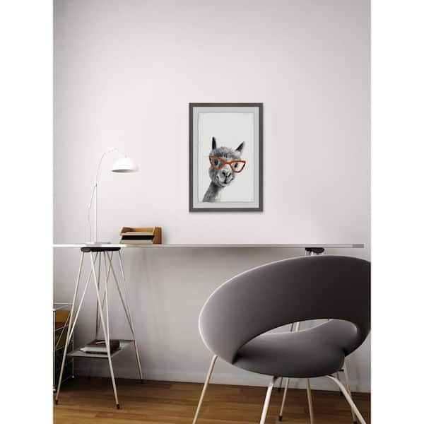 Unbranded 18 in. H x 12 in. W "Geeky Llama II" by Marmont Hill Framed Wall Art