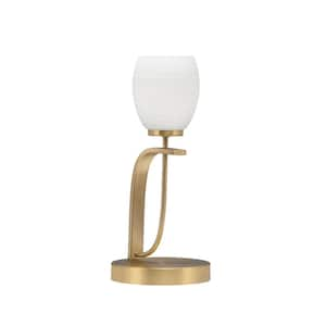 Olympia 16.25 in. New Age Brass Piano Desk Lamp with White Linen Glass Shade