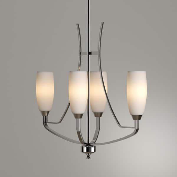 Progress Lighting Wisten Collection 4-Light Brushed Nickel Etched Glass Modern Chandelier Light