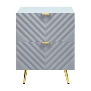 Gaines 2-Drawer Gray High Gloss Nightstand 20 in. L x 18 in. W x 25 in. H