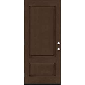 Regency 36 in. x 80 in. 2 Panel 3/4-Squaretop RHOS Hickory Stained Fiberglass Prehung Front Door