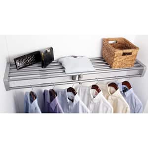 Expandable DIY Closet Shelf & Rod 40 in - 73 in W, Silver, Mounts to 2 Side Walls (NO End Brackets), Wire, Closet System
