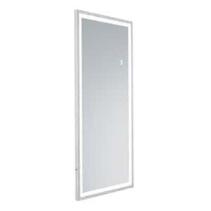 22 in. W x 48 in. H Framed Rectangular Wall-Mounted LED Light Full Body Bathroom Vanity Mirror in Antique White
