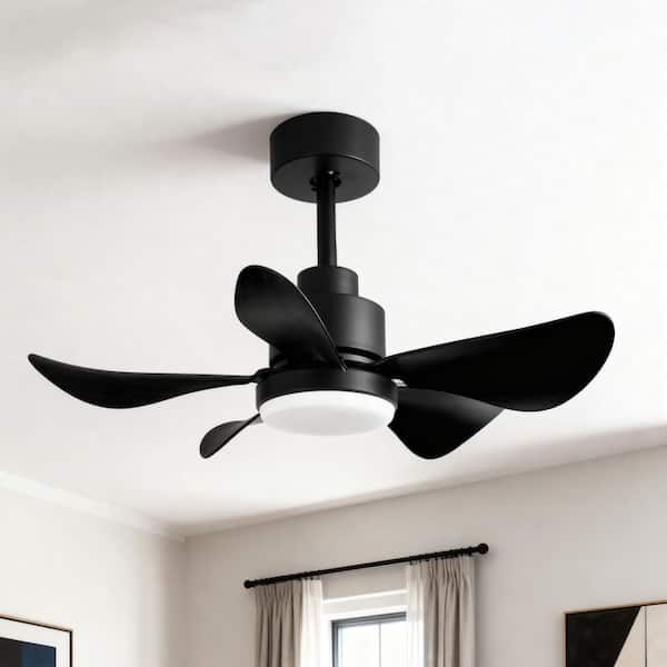 28 in. Smart Indoor Black Low Profile Ceiling Fan with LED Light