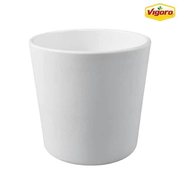 Vigoro 7.7 in. Ivorie Small White Ceramic Flare Planter (7.7 in. D x 7.1 in. H)