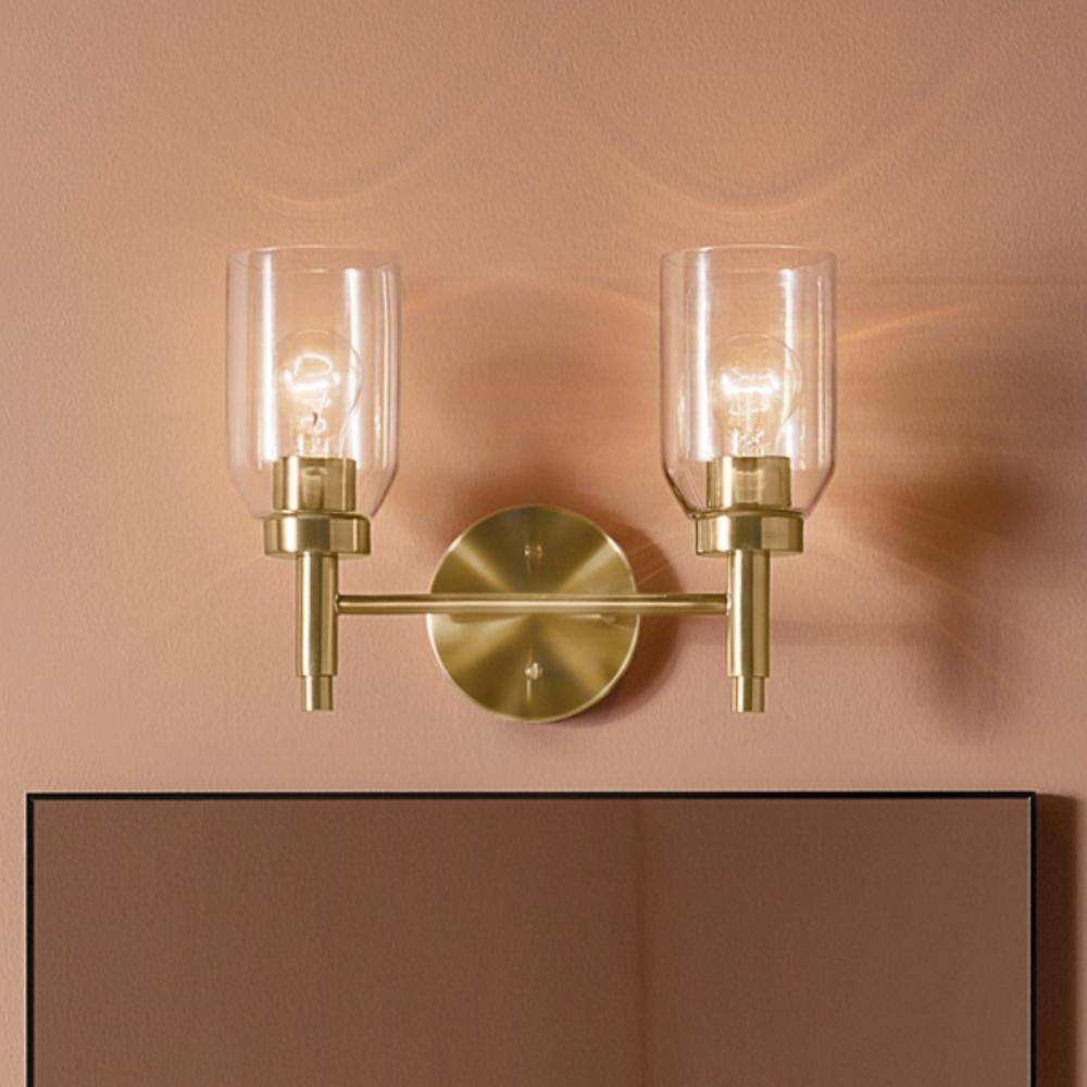 Madden 14.25 in. 2-Light Champagne Bronze Modern Bathroom Vanity Light with Clear Glass price history on PriceWatchPro
