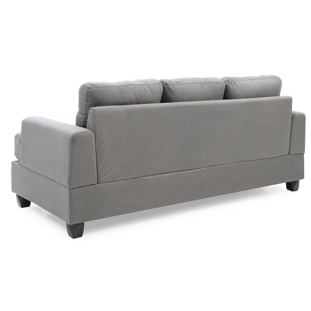 Gray Tufted Microfiber Flared Arm Sofa with Pillow Back, 79 in.