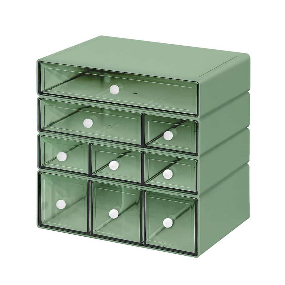 Visual Reference: 1 Pack 4 Tier Green Clear Drawer Stackable Desk Organizer