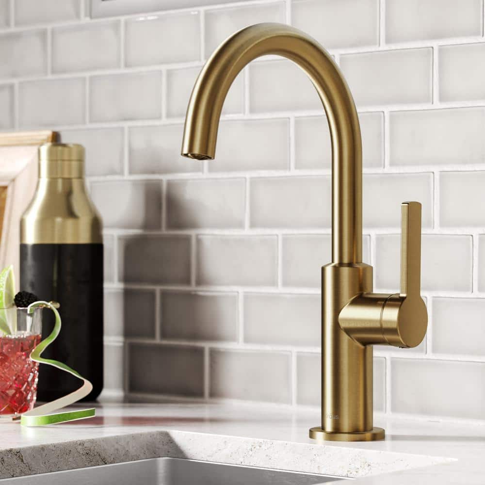 Brushed Brass Single Handle Kitchen Bar Faucet