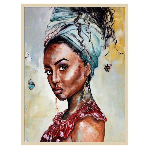 Lady with Butterflies by Design Fabrikken 1 Piece Framed Giclee People Art Print 41 in. x 31 in.