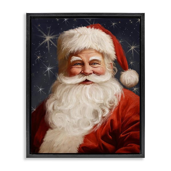 Stupell Industries Smiling Santa Portrait by Ramona Murdock 1-Piece Floater Frame Graphic Print People Poster Art Print 31 in. x 25 in.