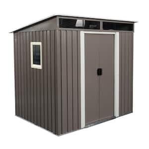 6 ft. W x 5 ft. D Gray Outdoor Metal Storage Shed with Transparent Plate Window, Punched Vents (30 sq. ft.)