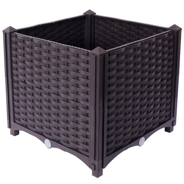 Anky 15.7 in. Brown PP Plastic Rectangular Outdoor Raised Planter Box