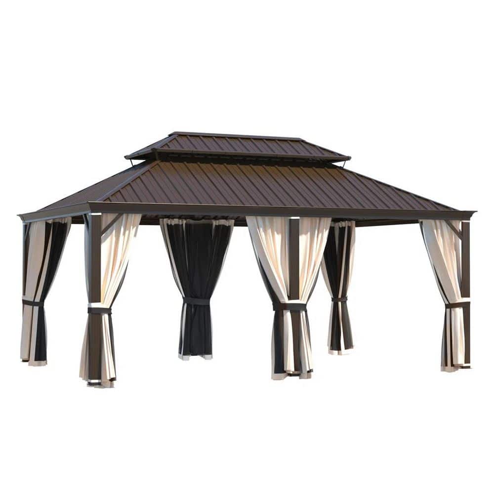 HOMMOW 18 ft. W x 12 ft. D Aluminum Patio Gazebo XWG-288TN - The