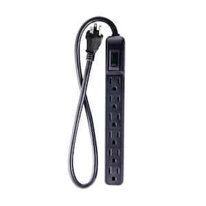 6-Outlet Mini Surge Protector with 90 Joules 2.5 ft. Cord - Black