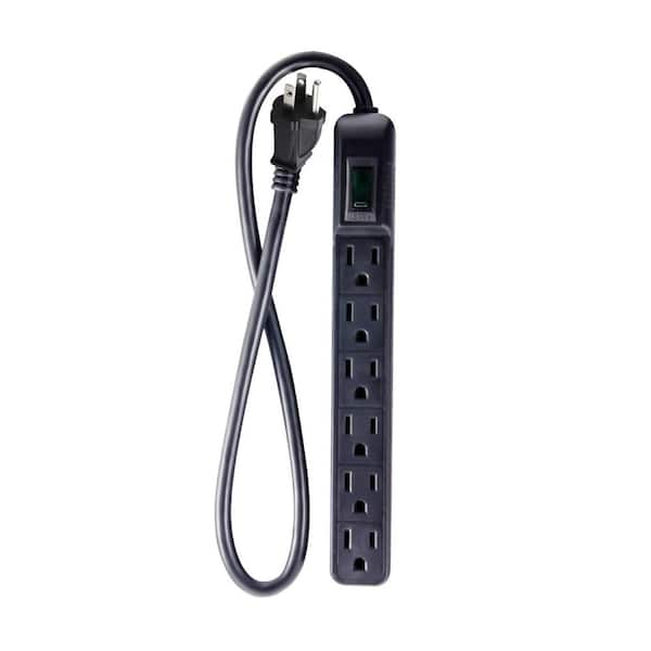 GoGreen Power 6-Outlet Mini Surge Protector with 90 Joules 2.5 ft. Cord - Black