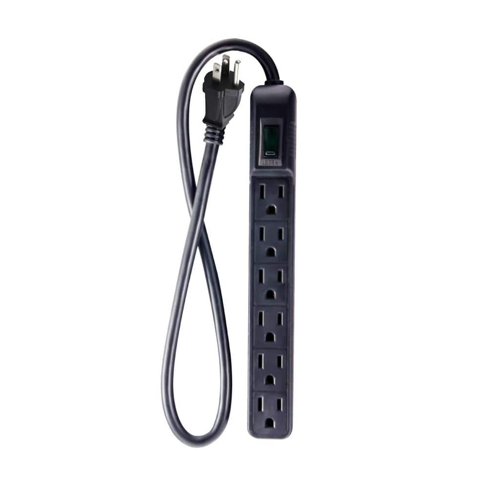 6-Outlet Mini Surge Protector with 90 Joules 2.5 ft. Cord - Black price history on PriceWatchPro