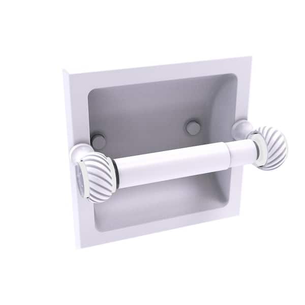 Allied Brass Pacific Grove Collection Recessed Toilet Paper Holder with Twisted Accents in Matte White